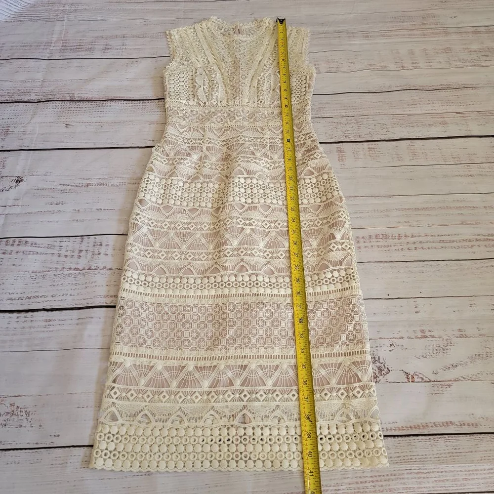 Karen Millen Beige Lace Midi Dress - Picture 2 of 7